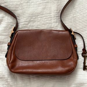 Fossil Brown Leather Crossbody